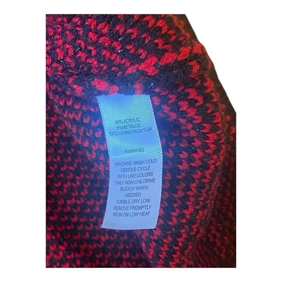 BLACK RIVET WOMENS LONG KNIT BLACK RED ZIP UP SWEATER AUTUMN COAT FAUX FUR~M - Picture 5 of 9